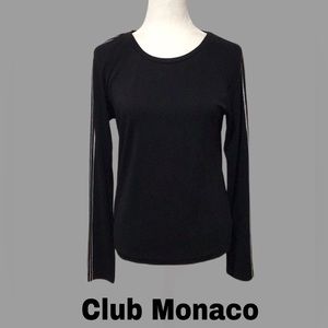 NWT Club Monaco Clover Leaf Tee, Long Sleeve, Black, Size Large